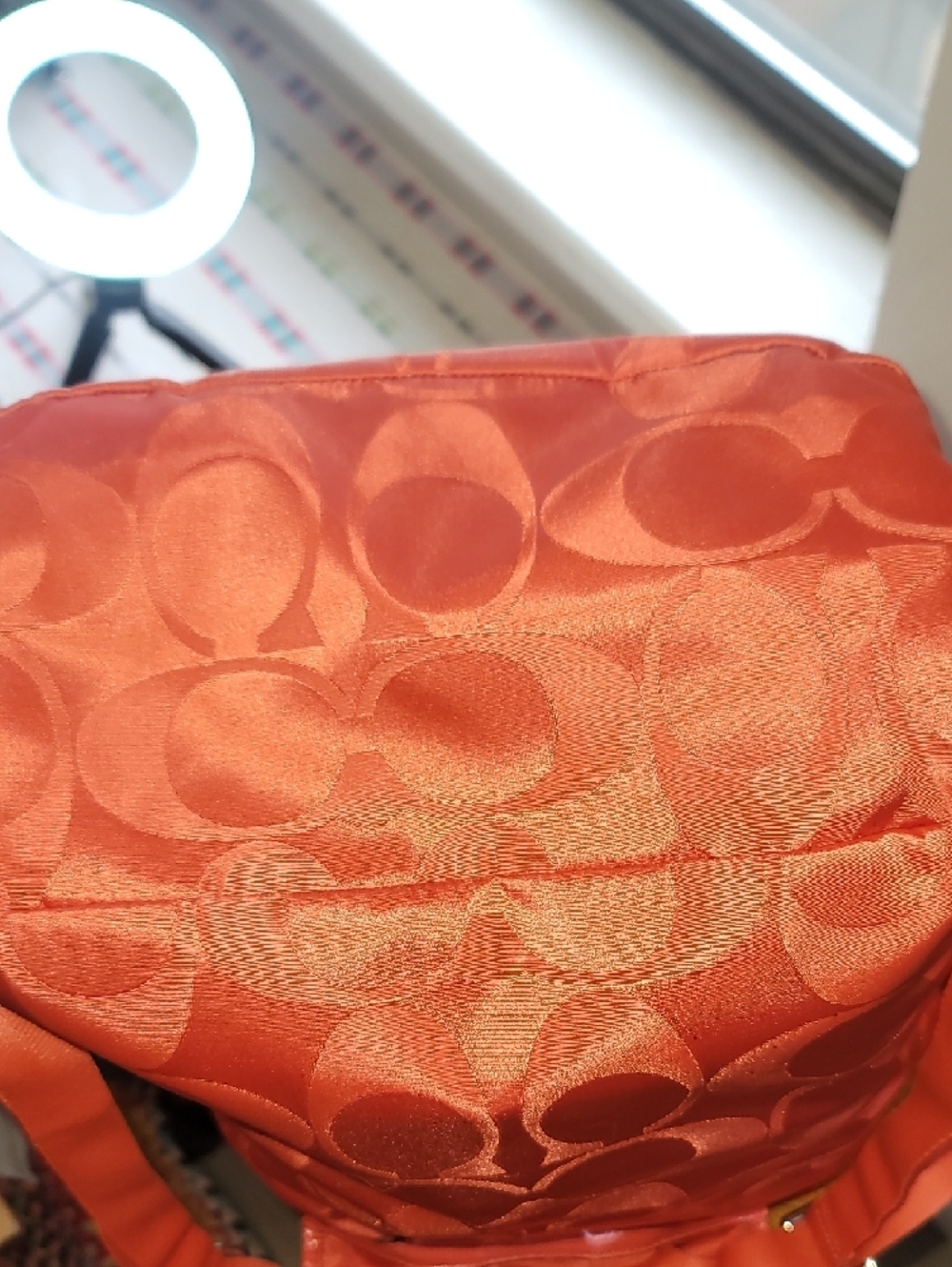 Coach Orange Signature Nylon Drawstring Backpack - Picture 9 of 12